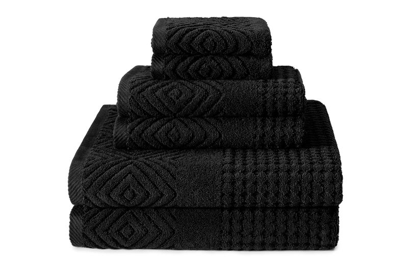 TexereSilk Texere 100% Organic Cotton Jacquard 650 GSM Premium Bath Towel Sets - Extra Absorbent Quick Dry and Plush, 2 Large Bath Towels, 2 Hand Towels, 2 Washcloths (Cable, Birch, 6 Piece) - Image 1